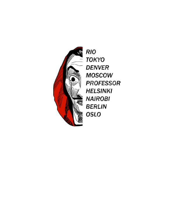 classic logo money heist white model alb pe tricou