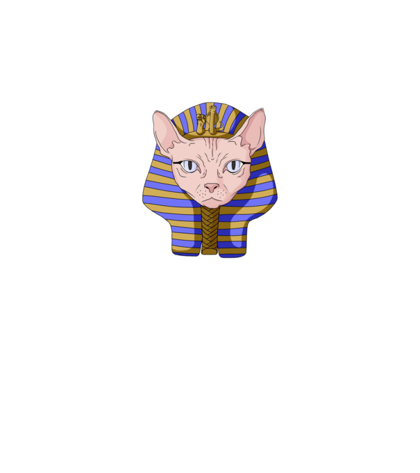 sphynx cat pharaoh model albastru închis pe tricou