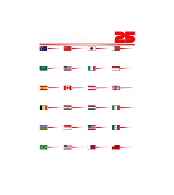 F1 calendar 2025 negru model negru pe tricou
