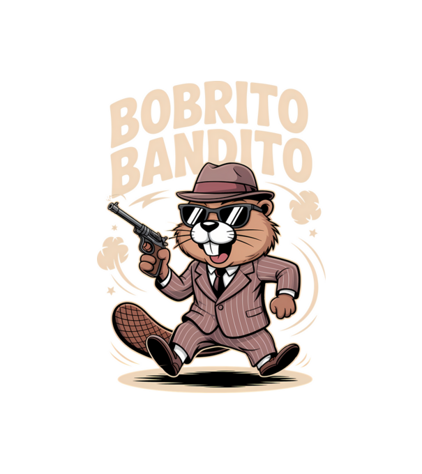 Bobrito Bandito model negru pe tricou