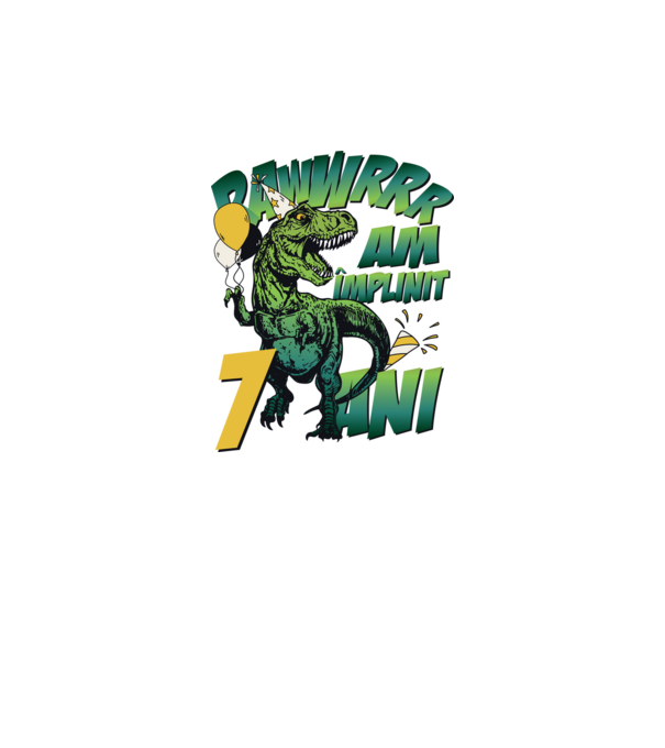 Rawr Am împlinit 7 ani model alb pe tricou