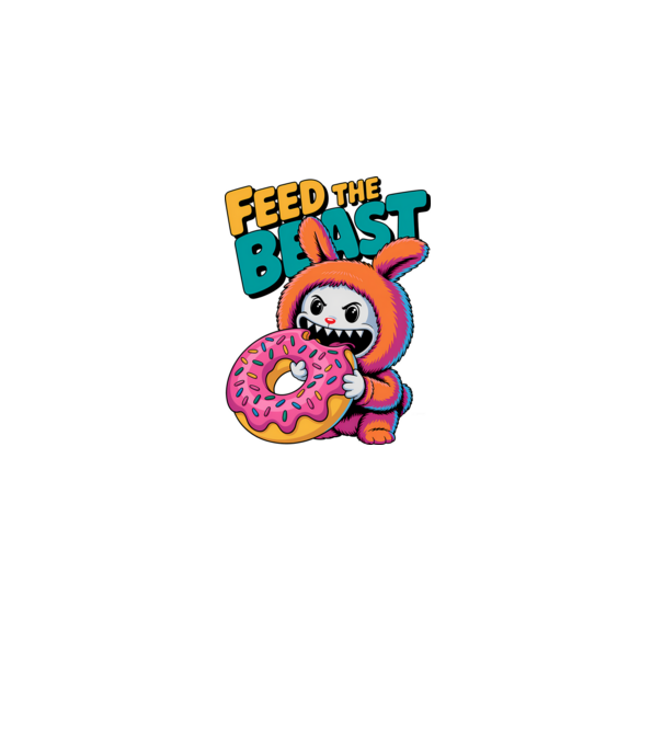 Feed the beast model alb pe tricou