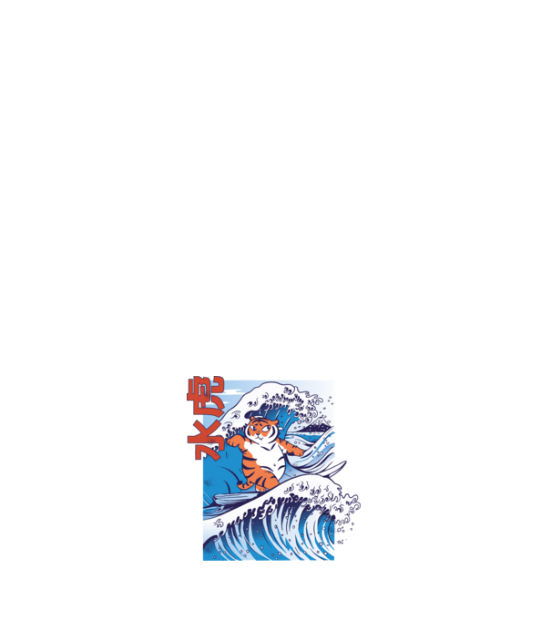 Chubby Surfer Tiger model albastru închis pe tricou