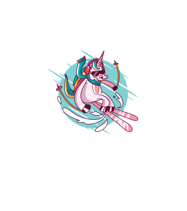 Unicorn ski model negru pe tricou