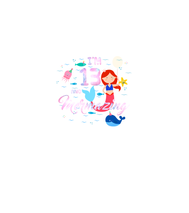 Mermazing Birthday 13 model negru pe tricou