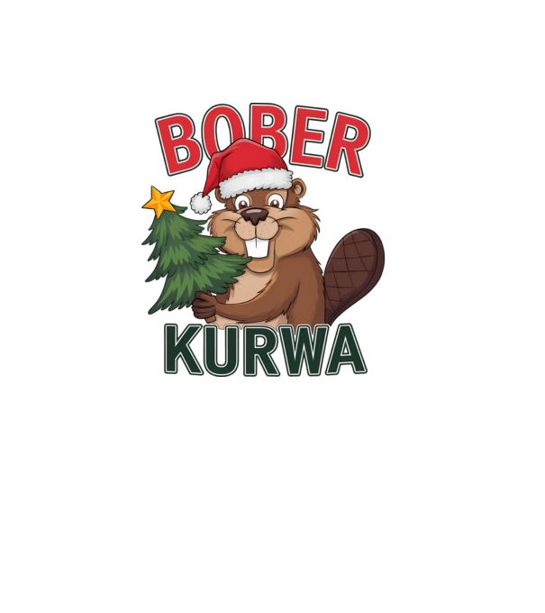 Bober kurwa Christmas model alb pe tricou