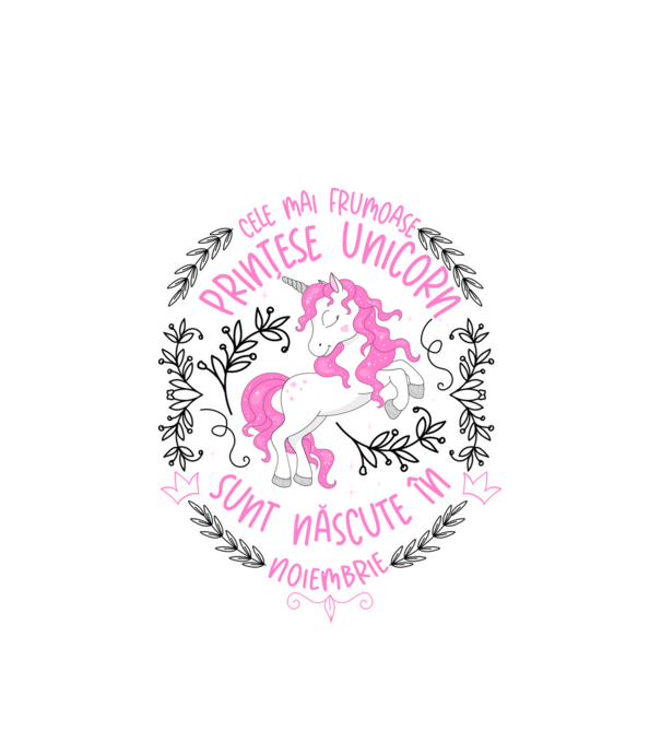 Cele mai frumoase prințese unicorn sunt născute în Noiembrie model alb pe tricou