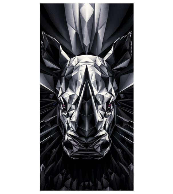 Diamant rhino model alb pe tricou
