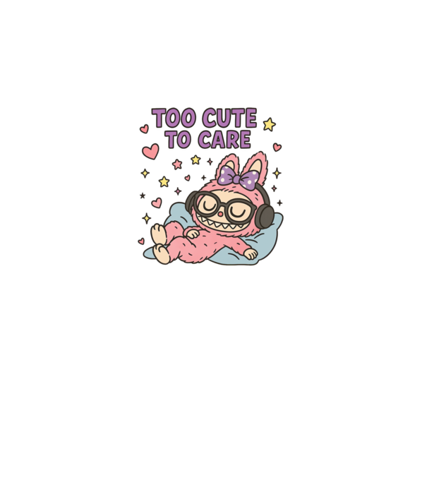 Too cute to care model negru pe tricou