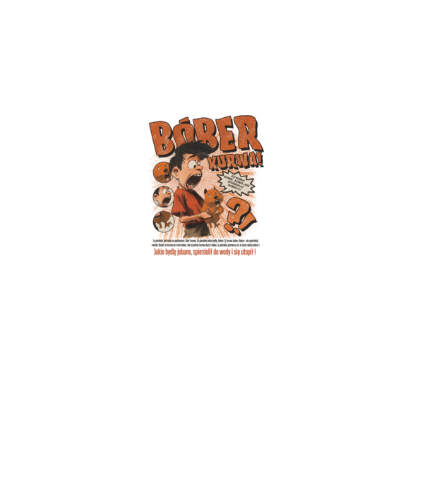 Bobr Kurwa comic model gri pe tricou