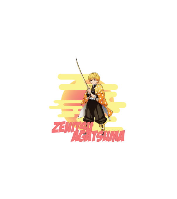 Demon Slayer Zenitsu model alb pe tricou