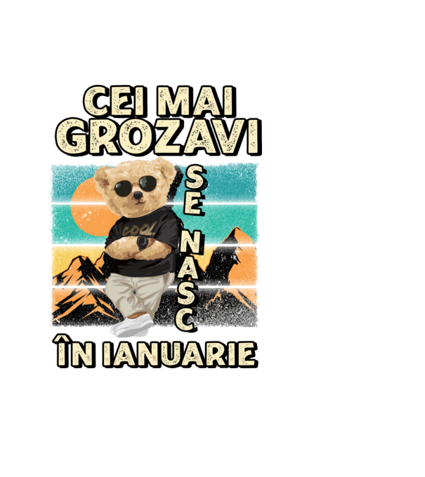 RETRO teddy IANUARIE model negru pe tricou