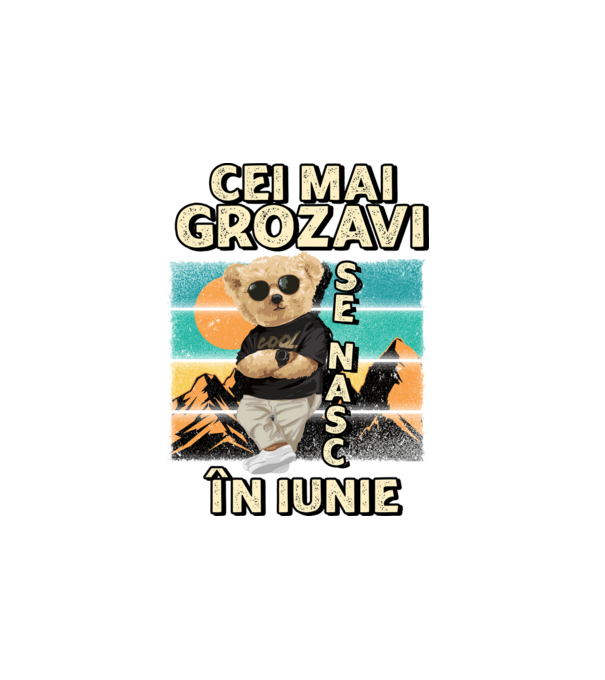 RETRO teddy IUNIE model alb pe tricou