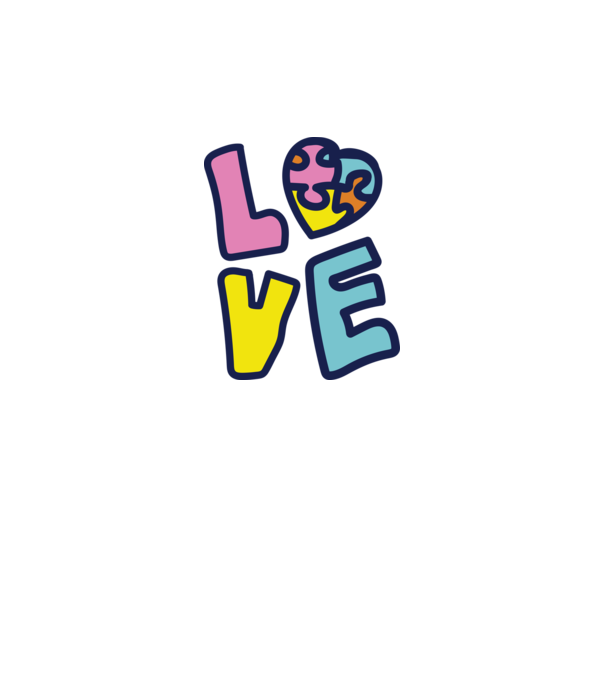 Ziua Mondială a Autismului LOVE model alb pe tricou