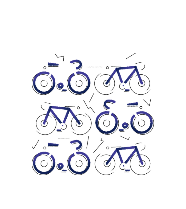 Bikes model alb pe tricou