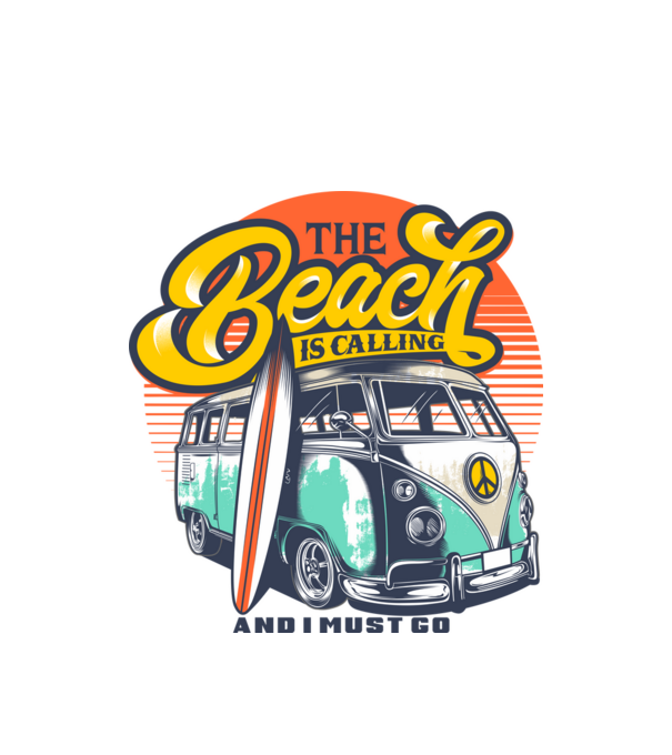 The Beach is Calling model alb pe tricou