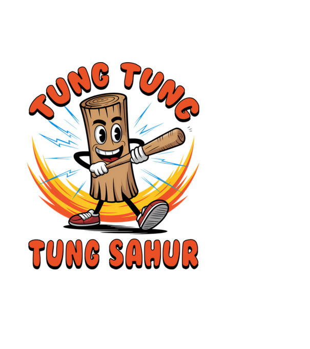 Tung Tung Tung Sahur drăguț model negru pe tricou