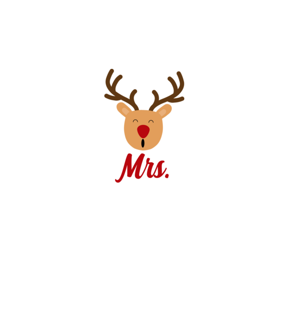 Mrs Reindeer christmas couple model alb pe tricou