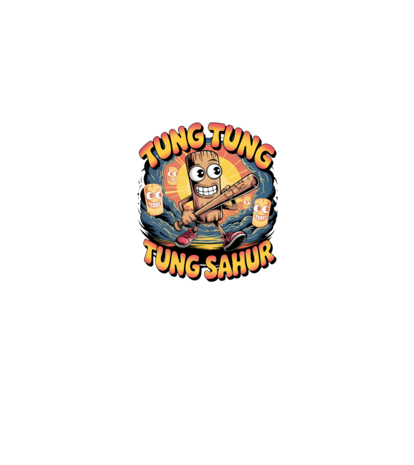 Tung Tung Tung Sahur Retro model negru pe tricou