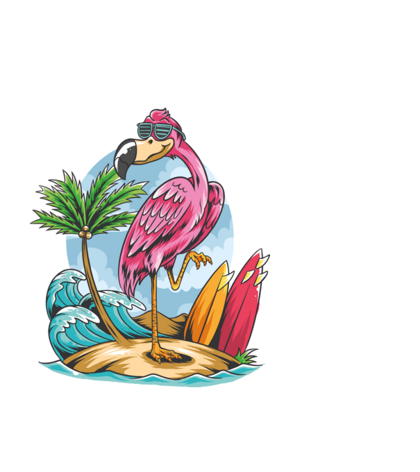 Surfer flamingo model negru pe tricou