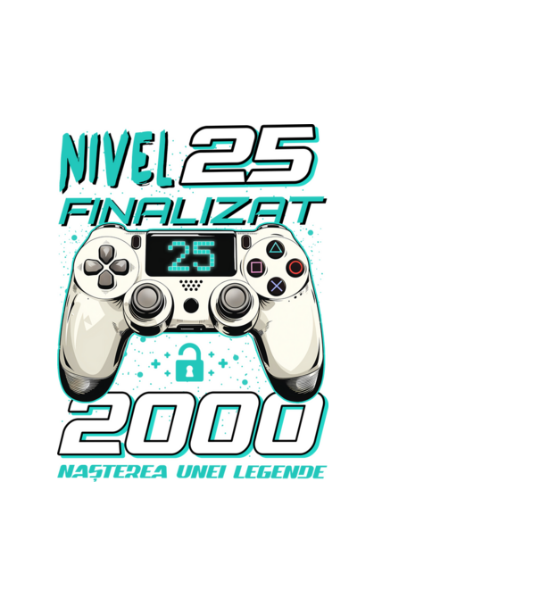 Nivel finalizat 25 2000 model alb pe tricou