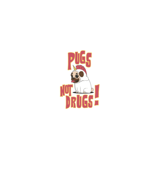Pugs not drugs model negru pe tricou