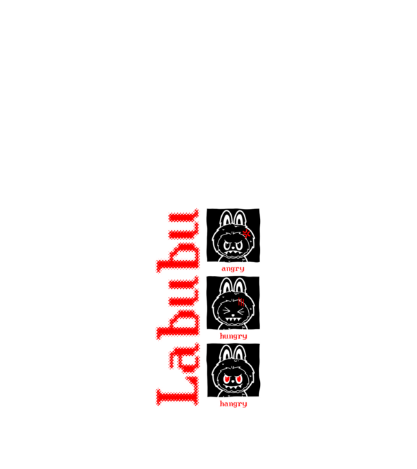 Labubu moods model negru pe tricou