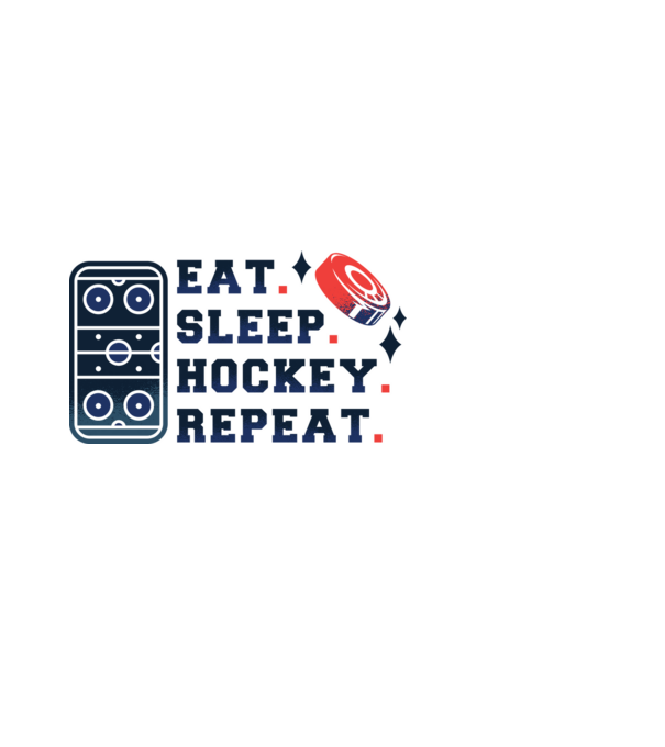 Eat Sleep Hockey Repeat model negru pe tricou