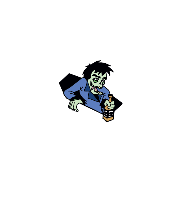 Drunk Zombie model alb pe tricou