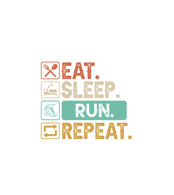 Eat Sleep Run Repeat model negru pe tricou