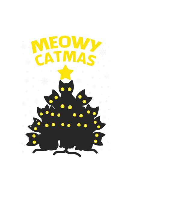 Meowy catmas black model negru pe tricou