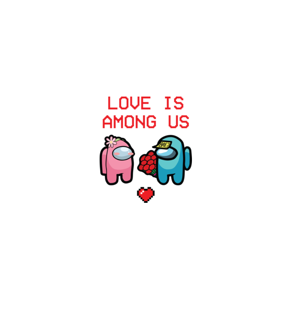 Among us love model alb pe tricou