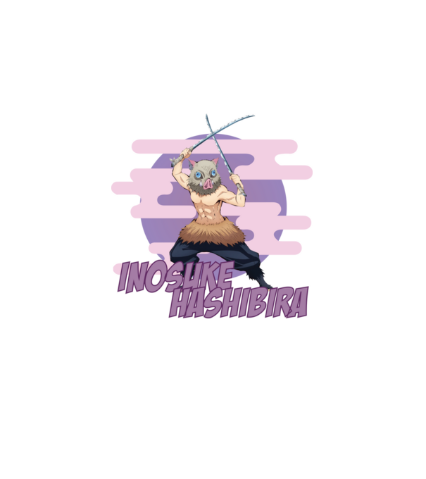 Demon Slayer Inosuke model alb pe tricou