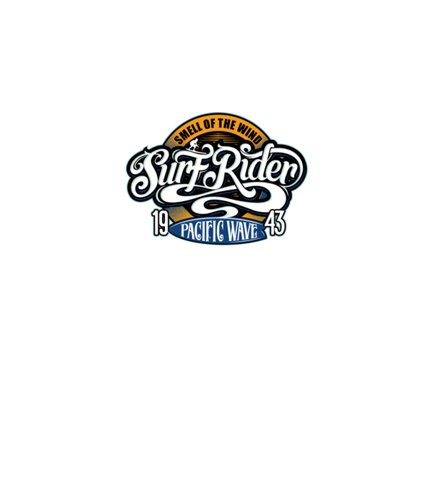 Surf Rider model negru pe tricou