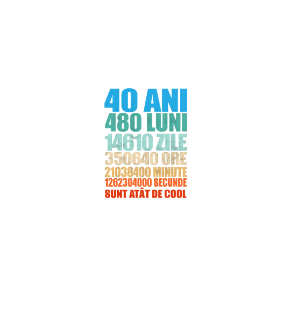 De 40 ani - luni - zile - ore - minute - secunde - sunt atât de cool model negru pe tricou
