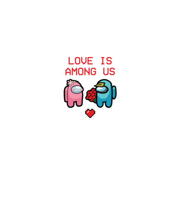 Among us love model alb pe tricou