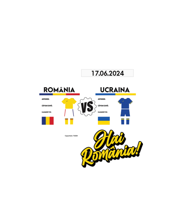 ROU-UKR euro 2024 calendar model alb pe tricou