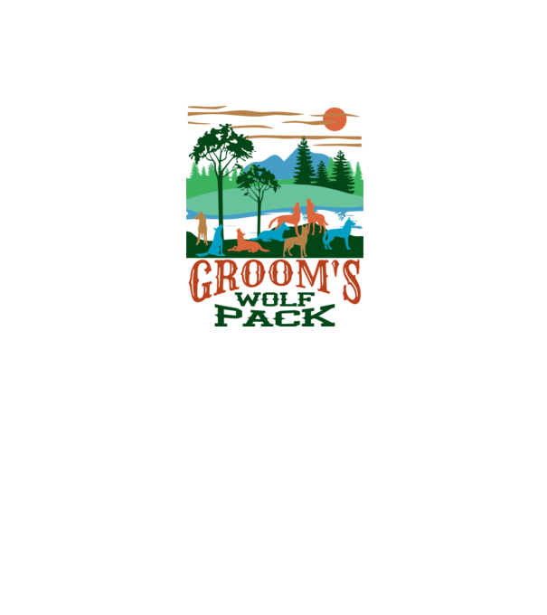 Grooms wolf pack model alb pe tricou