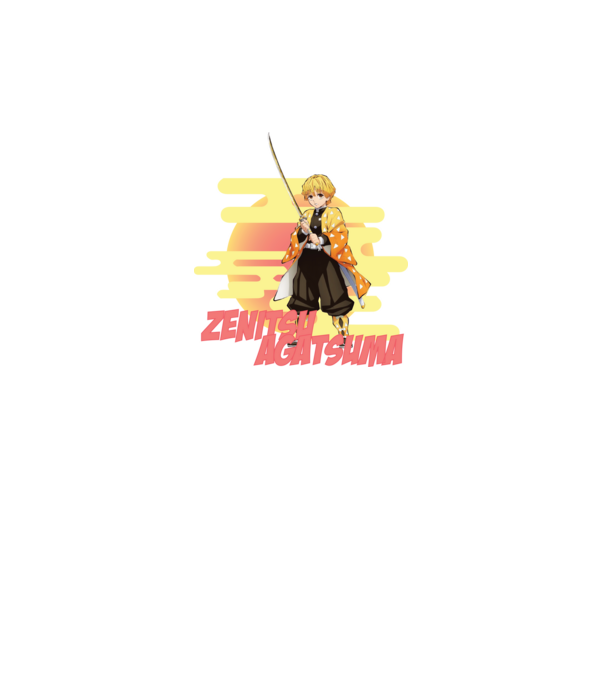 Demon Slayer Zenitsu model alb pe tricou
