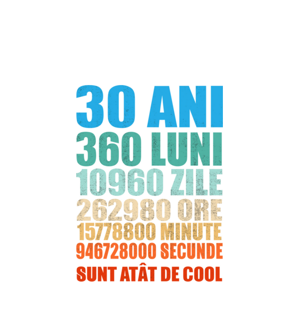 De 30 ani - luni - zile - ore - minute - secunde - sunt atât de cool model alb pe tricou