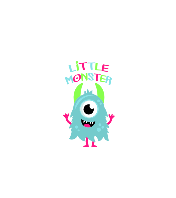 Little monster model alb pe tricou