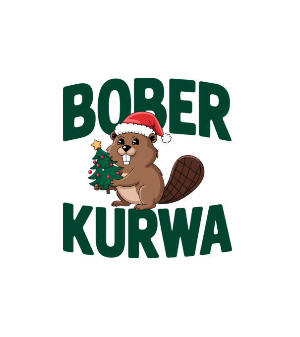 Bober kurwa xmas model alb pe tricou