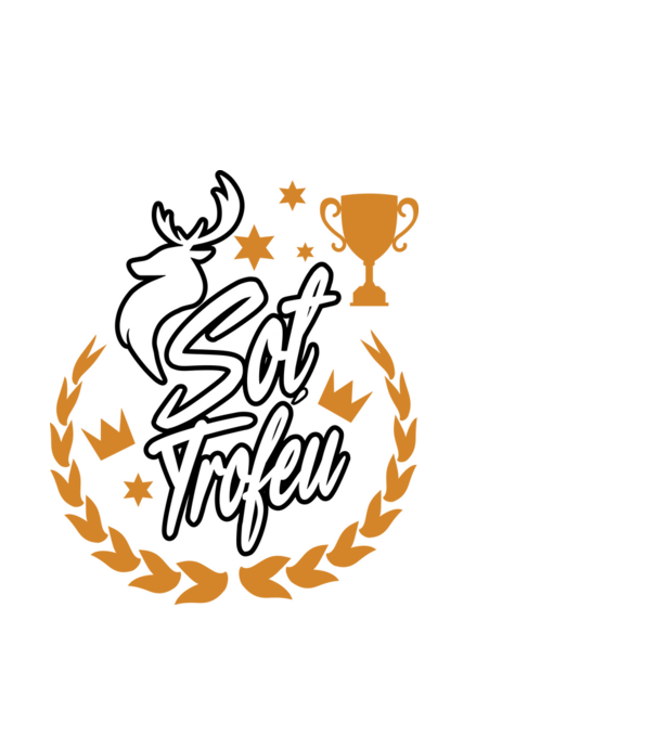 Soț trofeu model alb pe tricou