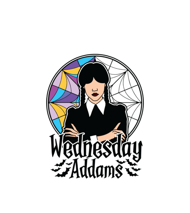 Wednesday Window colorful model alb pe tricou