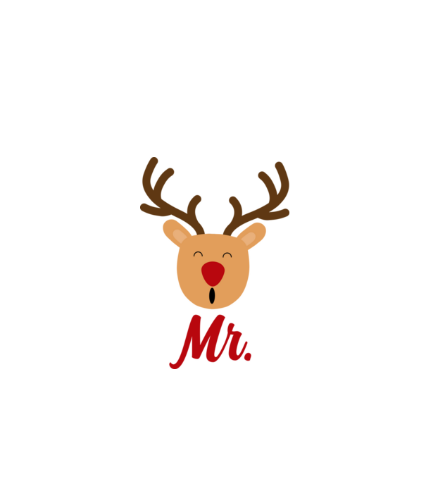 Mr. Reindeer Christmas couple model alb pe tricou