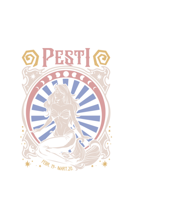 Zodiac Vintage PEȘTI model alb pe tricou