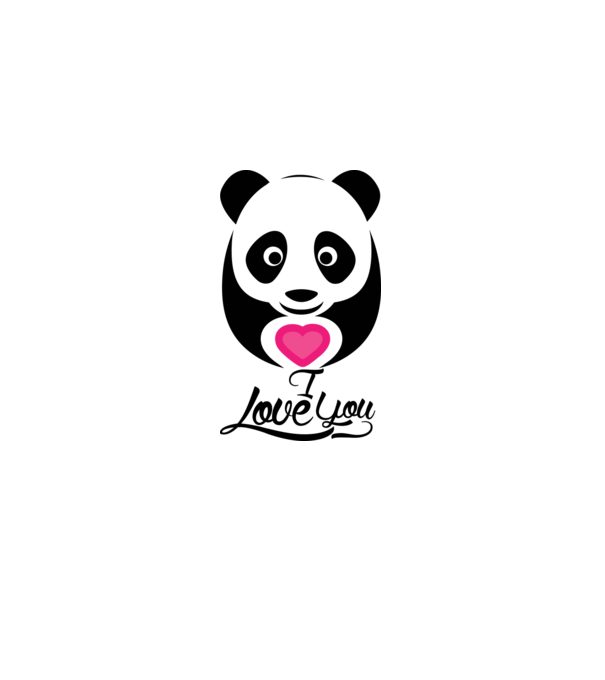 PandaHeart model alb pe tricou