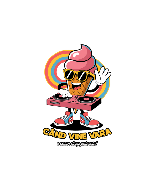 Când vine vara, e ca un drop puternic! model alb pe tricou