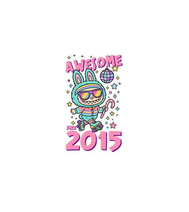 Awesome since 2015 - Labubu model negru pe tricou