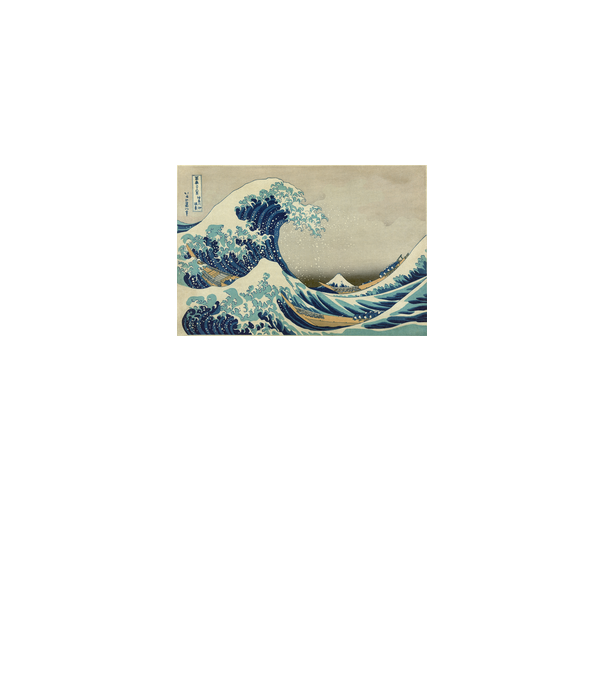 Great Wave of Kanagawa mască model alb pe tricou